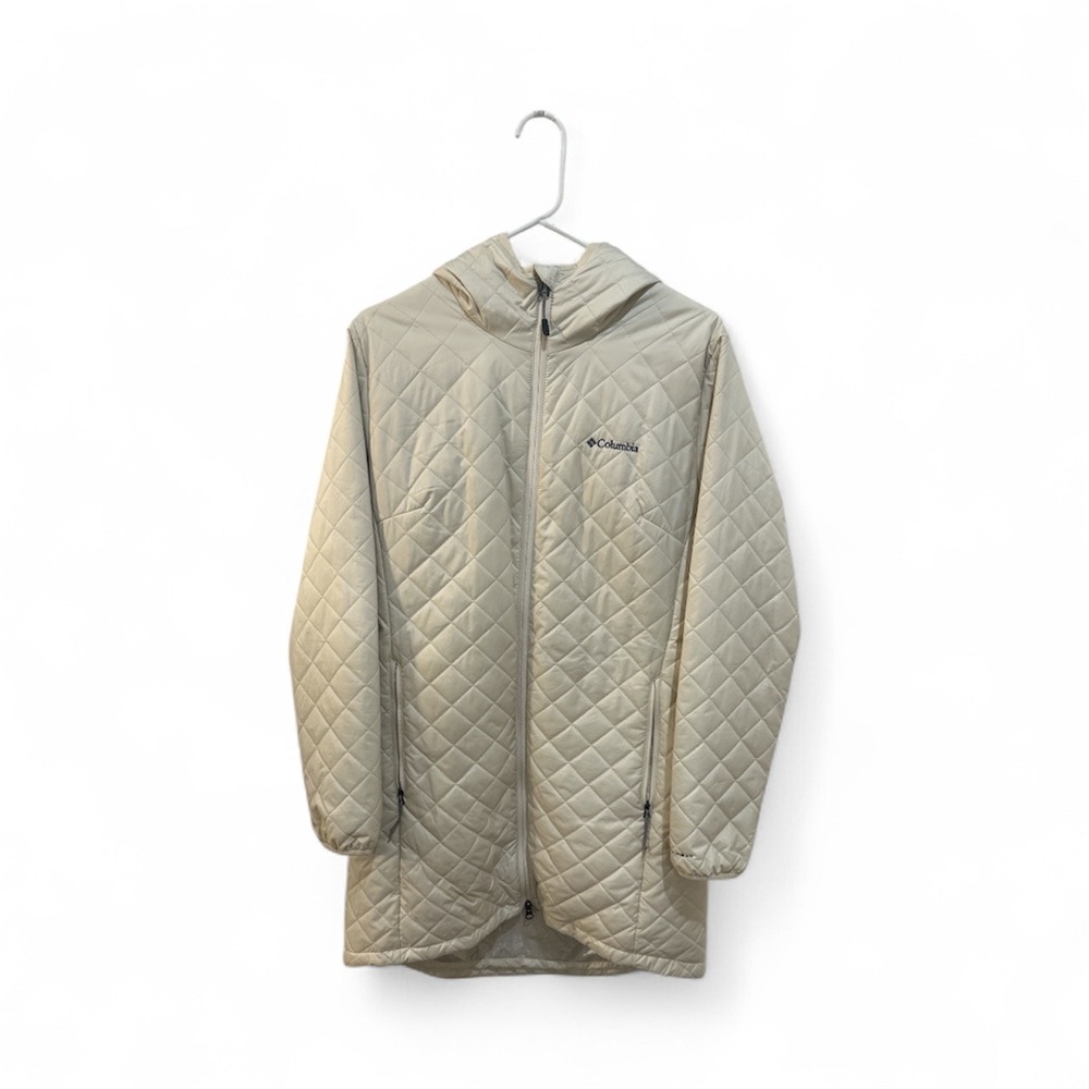 Columbia Women's Quilted Hooded Long Jacket White Lightweight Casual Outdoor‎